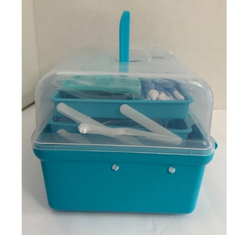 Cake Decorating Kit 100+ Pcs 3-Tier‎ Storage Box Piping Tips Russian Tips Blue